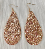 Rose Gold Glitter Tear Drop Earrings