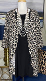 Beige Leopard Drape Front Cardigan