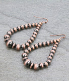 *Copper Navajo Pearl Beaded Teardrop Outline Earrings