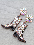 Bling Rhinestone & Copper boot earrings