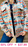 2X/3X : Tribal button up Shacket