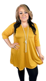 S- 3X : Mustard Polka Dot  Flutter Tunic