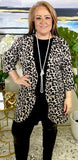 Beige Leopard Drape Front Cardigan