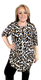 S-M-L : Cream Big Spot Leopard Scoop Tunic