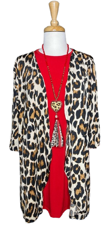 PLUS SIZE (3X) Leopard Drape Cardigan