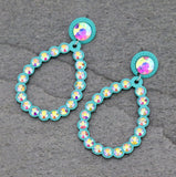 Turquoise Bling Teardrop Earrings with stud post