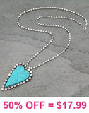 Turquoise Heart Pendant on Silver Ball Chain Necklace