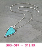 Turquoise Heart Pendant on Silver Ball Chain Necklace