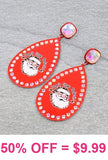 Santa "Don't Stop Believing" Bling Christmas earrings