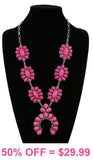 Hot Pink Squash Blossom Necklace