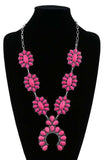 Hot Pink Squash Blossom Necklace