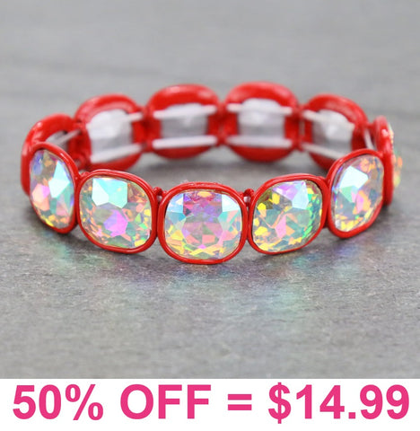 Red Bling Bling stretch bracelet