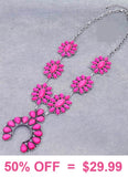 Hot Pink Squash Blossom Necklace