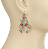 Colorful stones squash blossom earrings