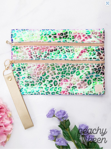 Iridescent Shift Leopard  wristlet