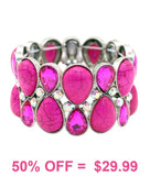 Pink stone & Bling stretch bracelet