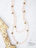 Beige & Leopard Crystal Beaded 60" Layering Necklace