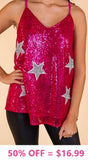 SALE*Pink Sequin cami with silver stars