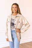 XL, 2X : Beige leather shacket