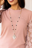 Frosted Beaded necklace with crystal pendant