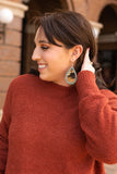 Turquoise Trim Teardrop earrings with cow hide