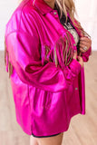 Metallic Fuchsia fringe jacket