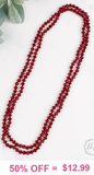 Maroon Crystal Strand 60" Layering Necklace