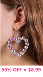 AB Iridescent Bling Rhinestone heart outline earrings