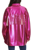 Metallic Fuchsia fringe jacket