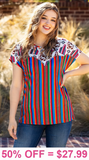 Serape top with Western studded design