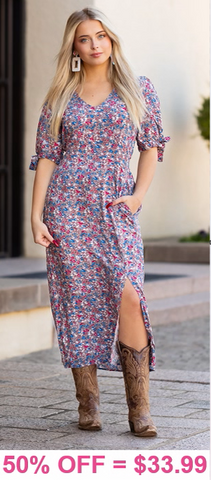 Floral Print Maxi Dress with slit