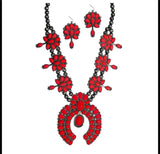 Red Utah Squash Blossom Necklace