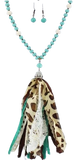 Turquoise Crystal necklace with leopard tassel