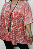 Coral Paisley poncho -LOOSE FIT-One Size*