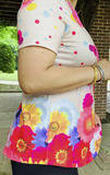 Tan top with Flowers & cage neck