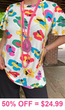 Colorful Leopard top with flutter sleeves