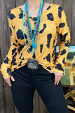 S, L, 2X, Mustard Leopard long sleeve top