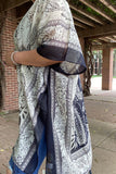 Navy paisley sheer kimono shawl