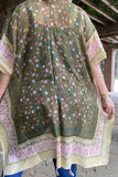 Olive floral sheer kimono shawl