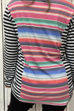 Serape Top with striped long sleeves