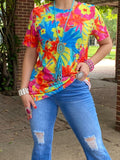 Colorful Neon Tropical Top