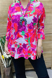 Pink & Purple Floral Flutter tunic top