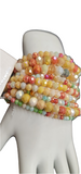 Multi Cream Soft Tones Crystal Beaded, 9 Piece Stretch Bracelets