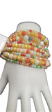 Multi Cream Soft Tones Crystal Beaded, 9 Piece Stretch Bracelets