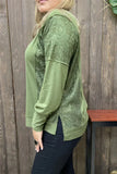 Olive green long sleeve with lace inserts