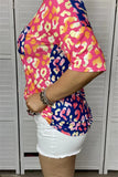 Half & Half Colorful Leopard top with pocket