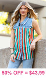 Serape & Denim, Pearl snap button up