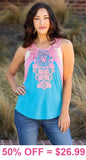 Pink Crochet & Turquoise tank