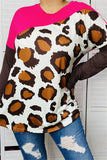 Pink, Big Spot Leopard, Brown long sleeve top