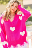 PINK SWEATER WITH WHITE HEARTS